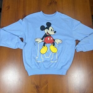 Disney‎ Mickey Mouse Baby Blue Crewneck Sweatshirt Women's XS Cartoon Graphic